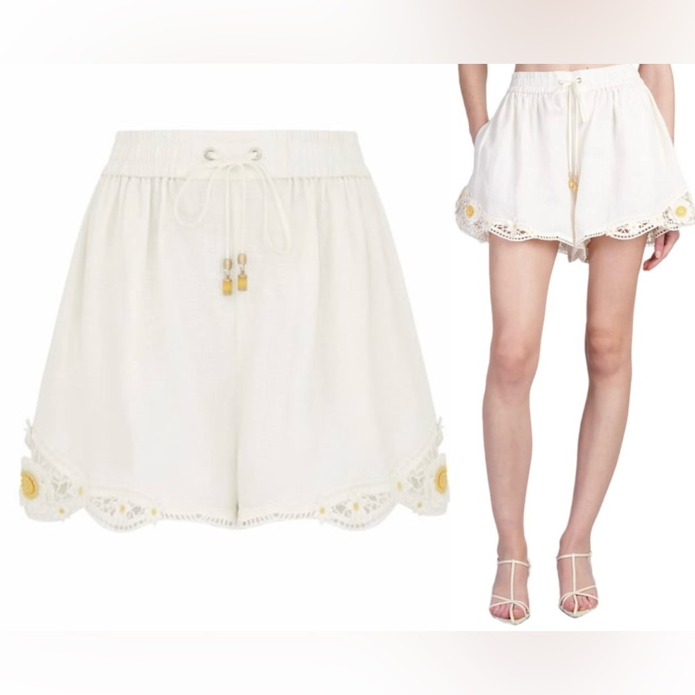 NWT Zimmermann Shorts| Zimmermann Everley Flower Trim Mini Shorts (AU 3/US 10)